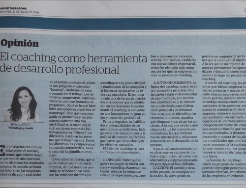 Article publicat al Diari de Tarragona: El coaching com a eina de desenvolupament professional.